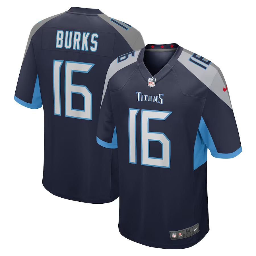 Men Tennessee Titans 16 Treylon Burks Nike Navy Player Game NFL Jersey